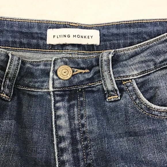 Flying Monkey 27 (4/5) Women’s High Rise Distressed Jeans Cropped Tapered Leg - Picture 7 of 10